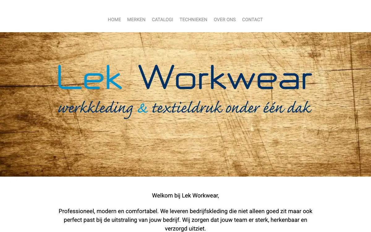 Lek Workwear's website