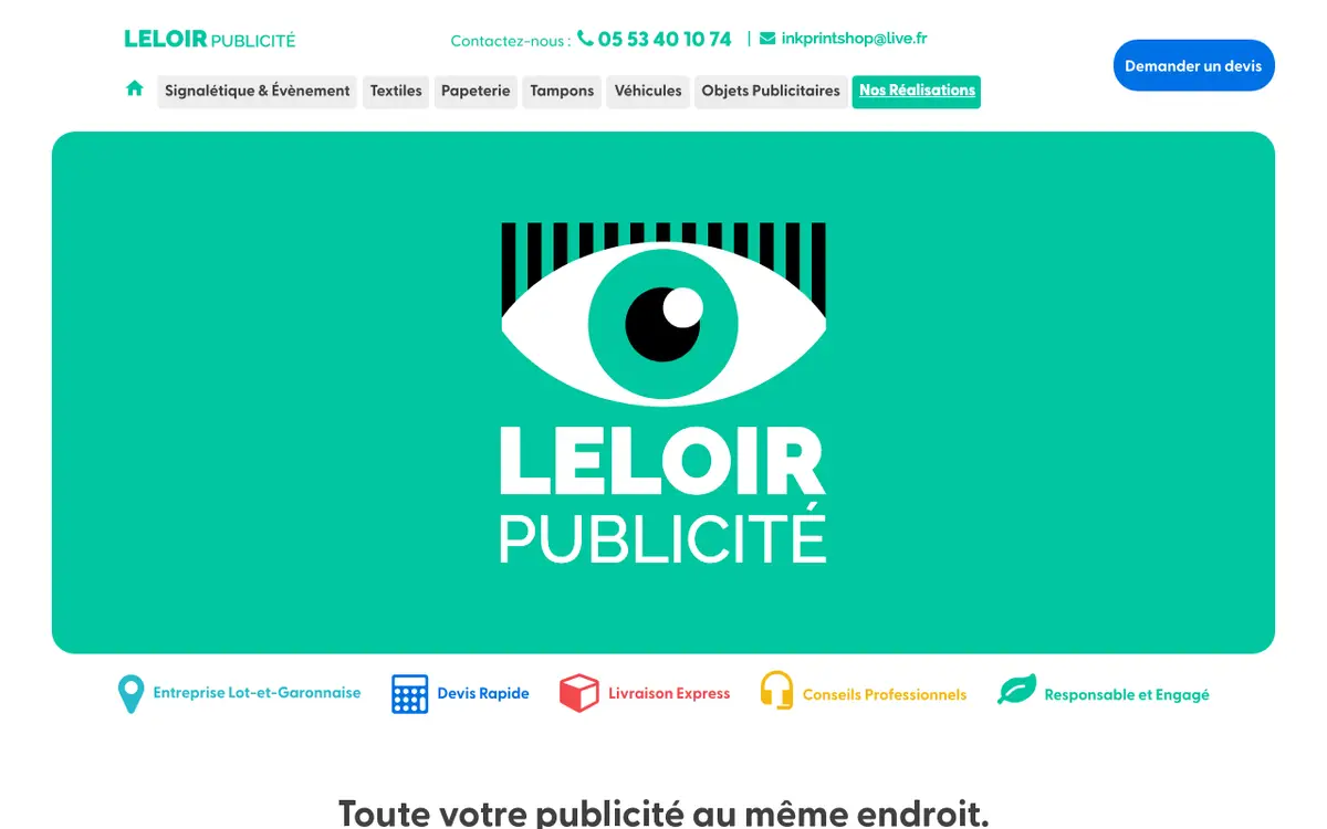 Leloir Publicité | Véhicules, Enseignes, Imprimerie's website