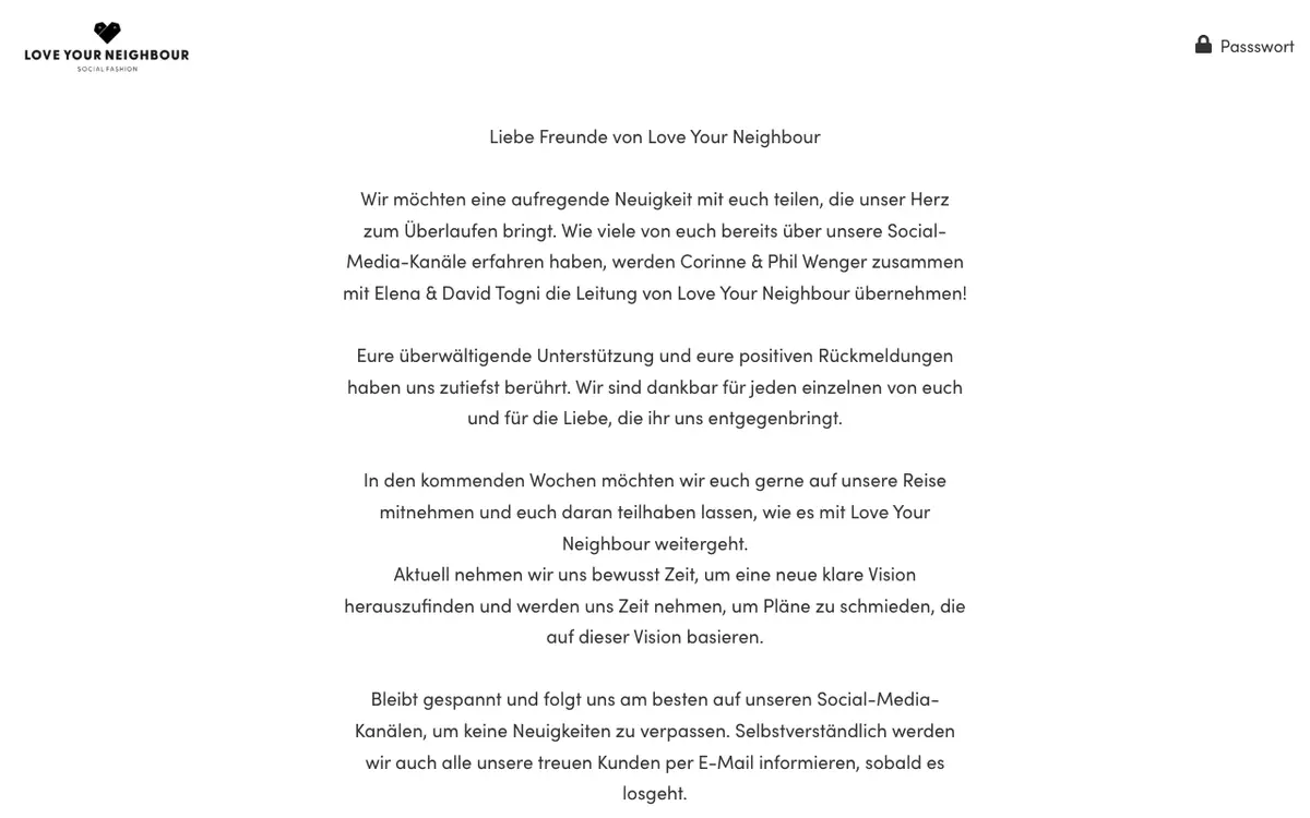 La web de Love Your Neighbour GmbH
