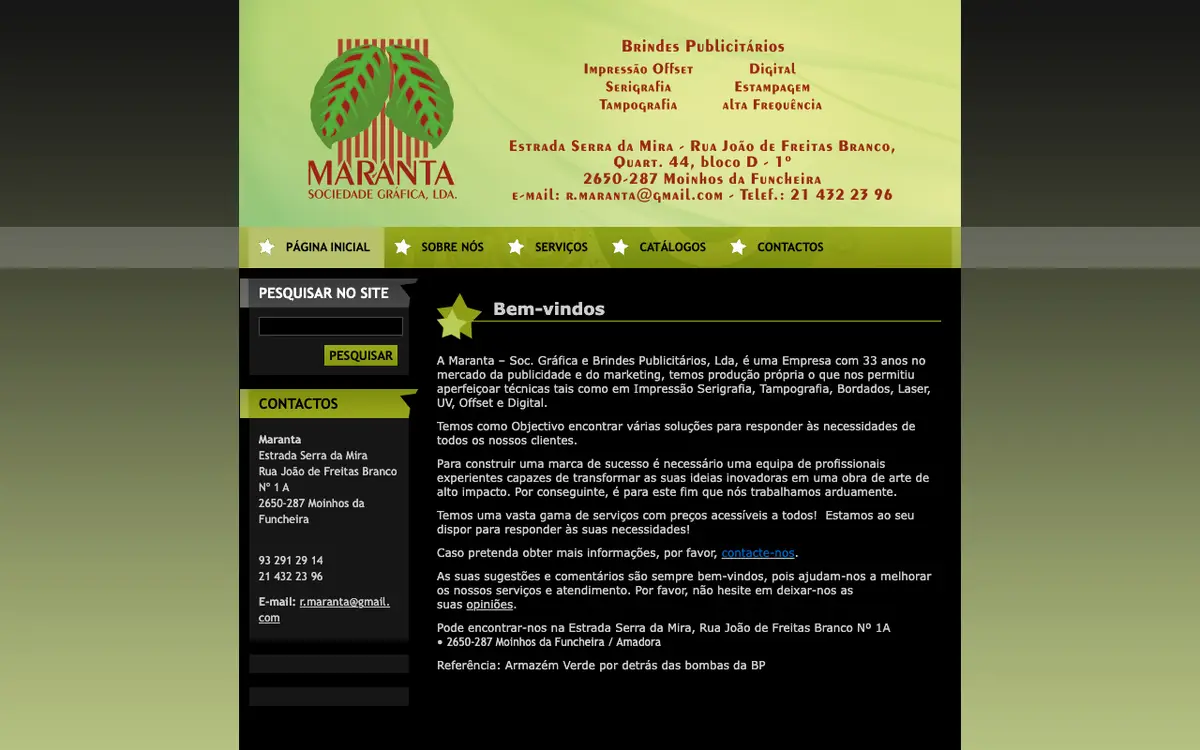 La web de Maranta - Sociedade Grafica, Lda.