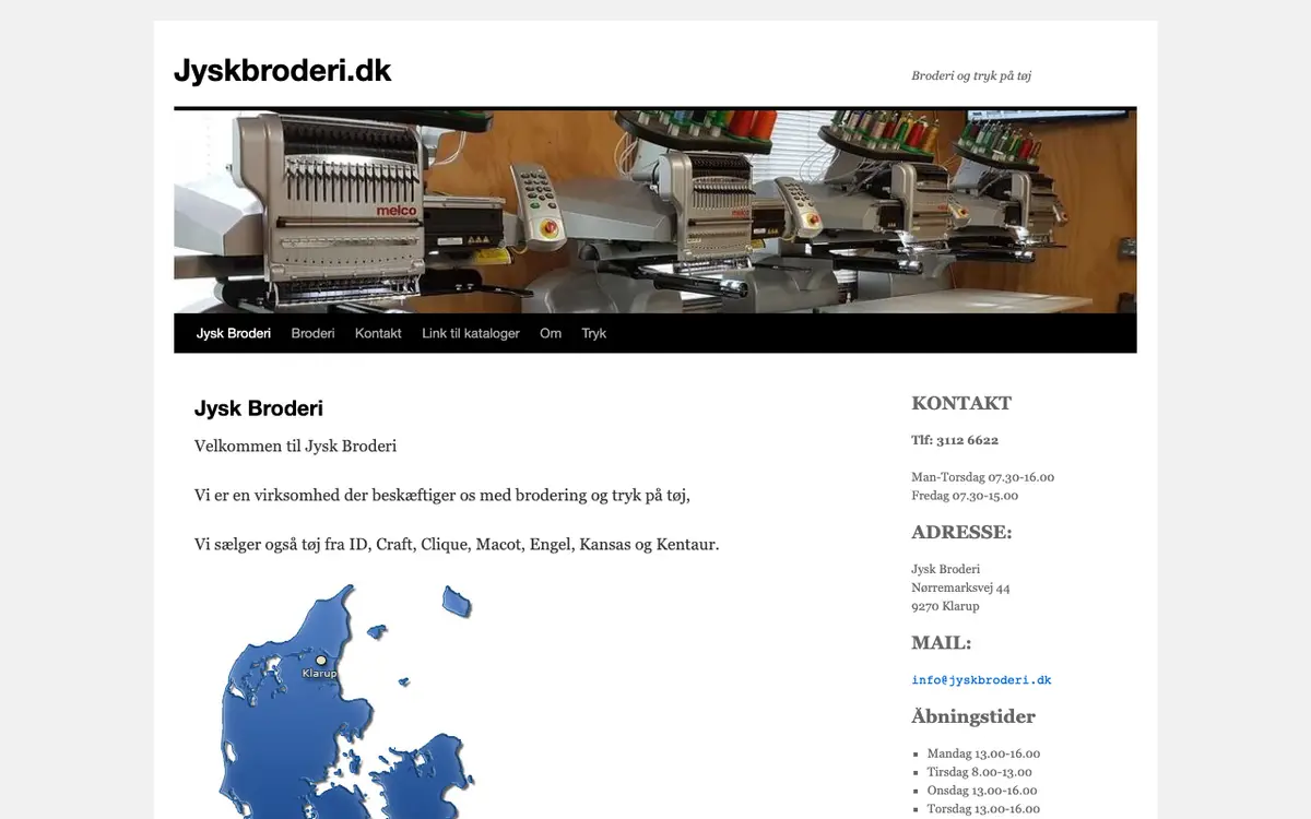 Hjemmesiden for Mbro - Embroidery and Multimedia
