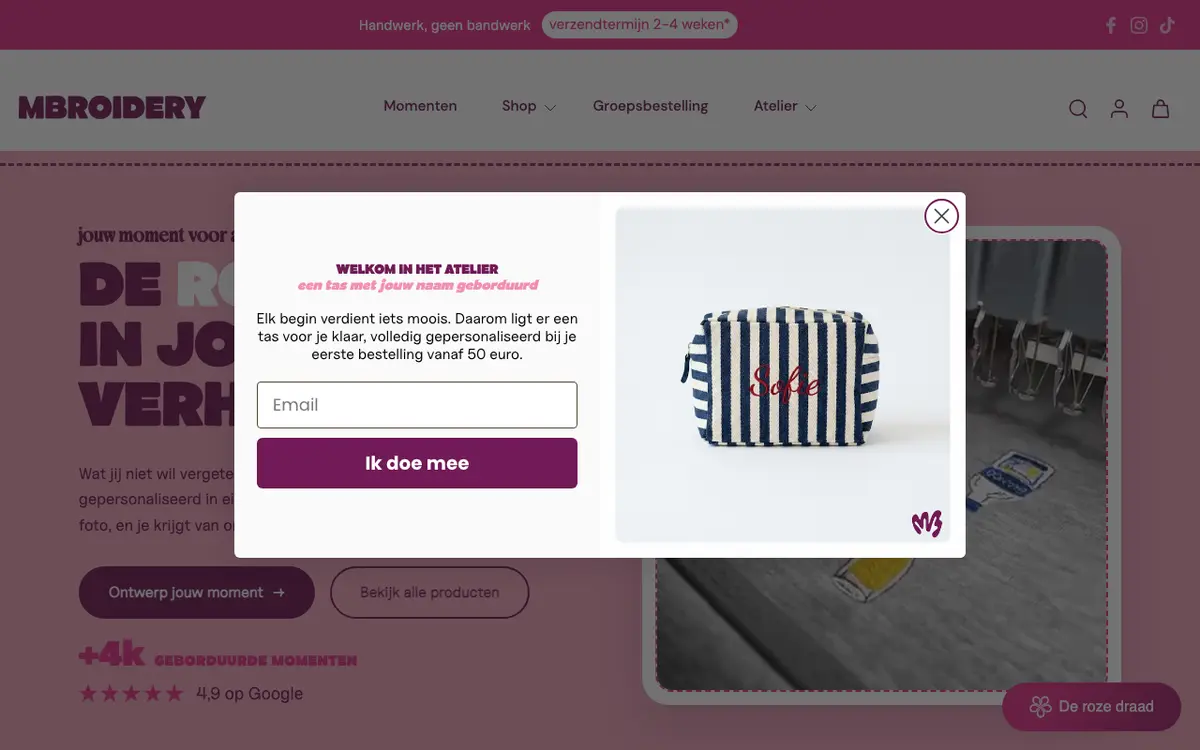 De website van MBroidery borduuratelier