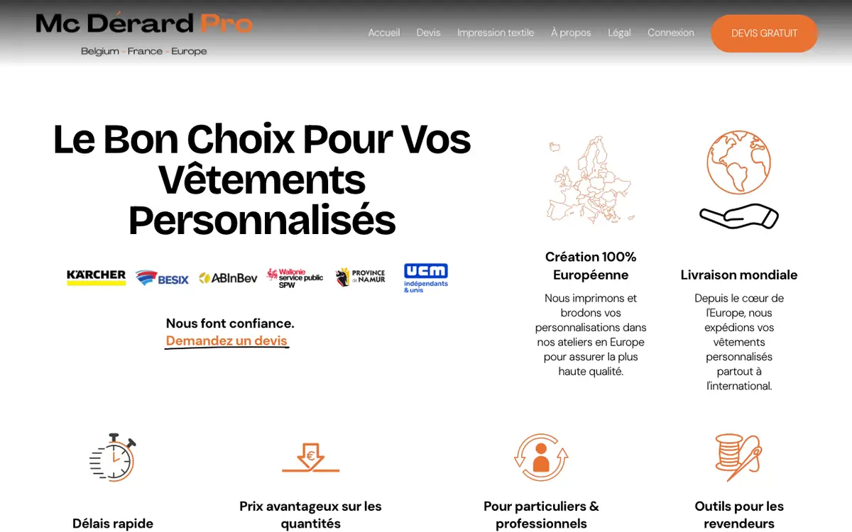 Le site de MC DERARD PRO BELGIUM