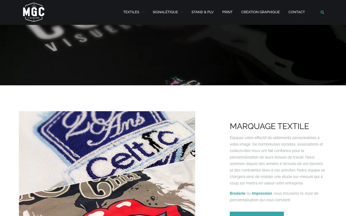 Le site de MGC Textile & Publicite