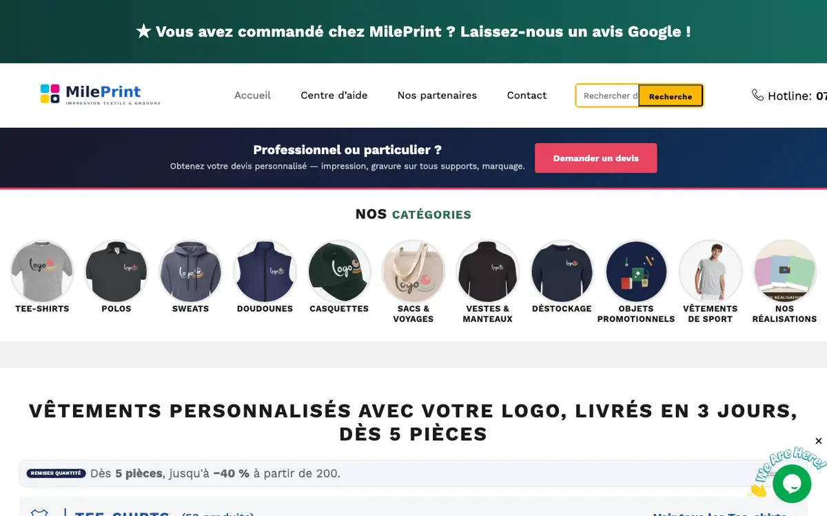 MilePrint's website