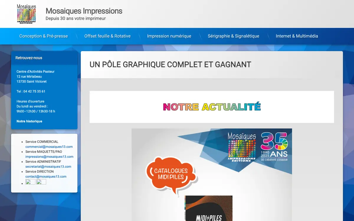 Le site de Mosaïques Impressions