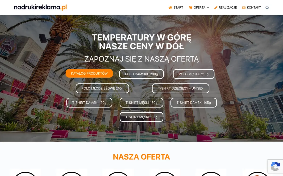 Le site de nadrukireklama.pl sp. z o.o.