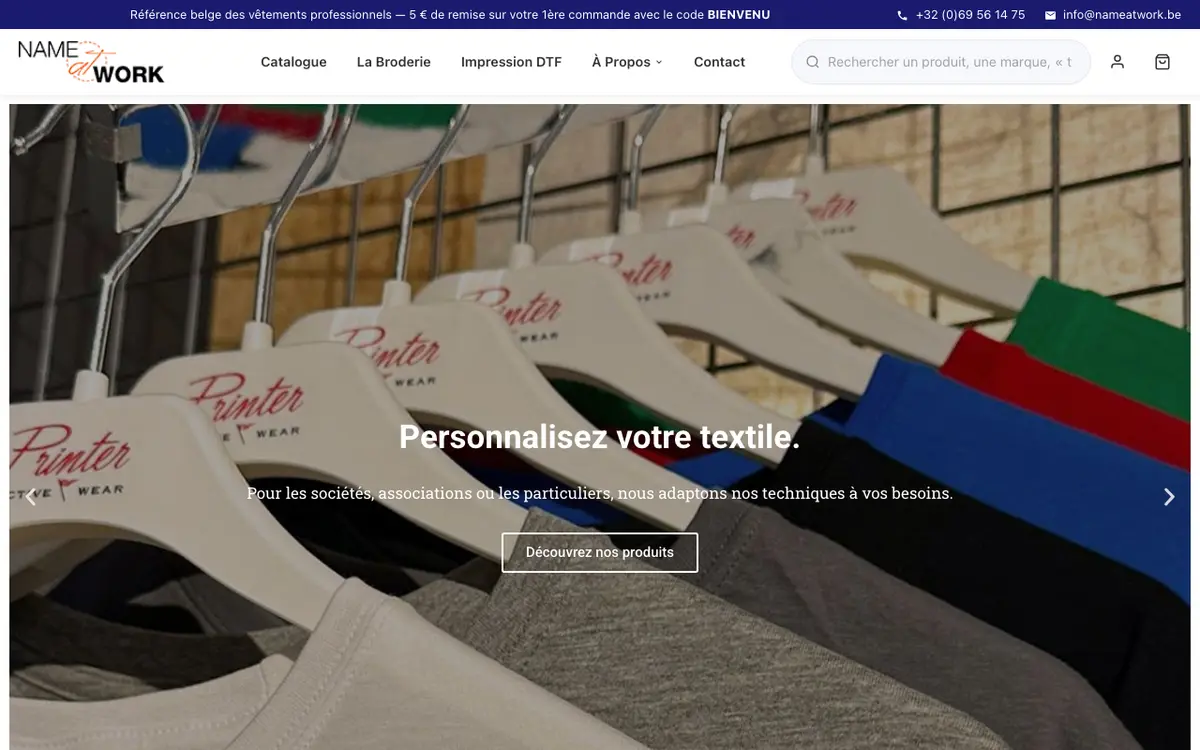 De website van Name At Work - Atelier