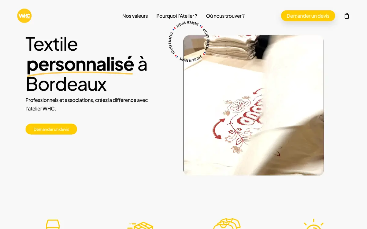 Personnalisation textile - Atelier WHC Group - Bordeaux's website