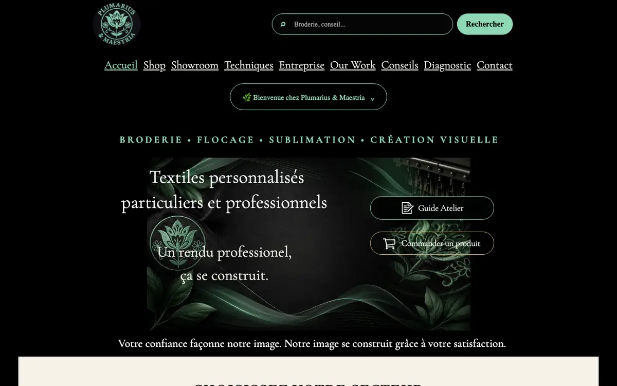 Le site de Plumarius & Maestria - Broderie, flocage & sublimation à Cognac