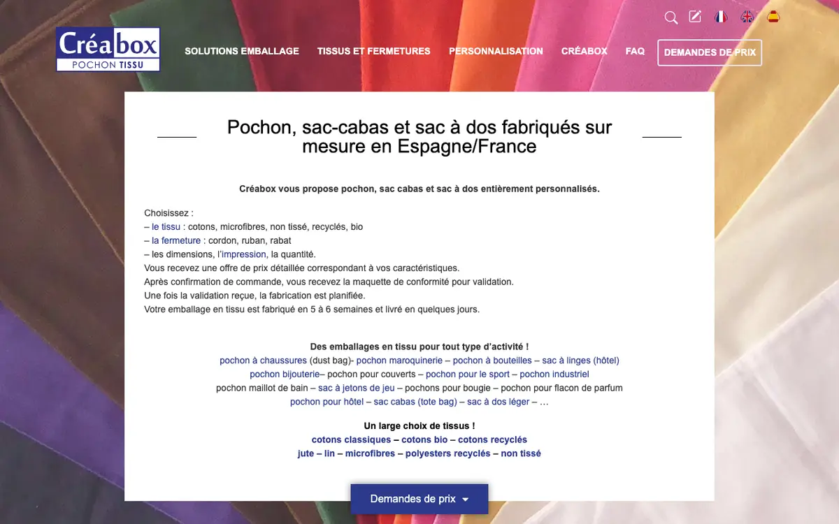 pochon sur mesure's website