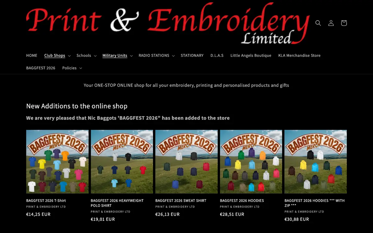 Print & Embroidery Ltd's website