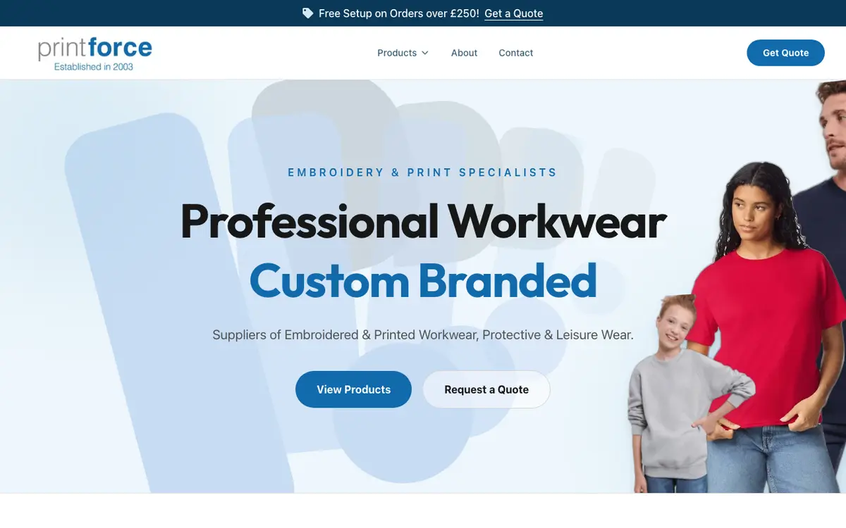 Le site de Printforce Staffs Ltd - Embroidery & Print Specialists - EST. 2003