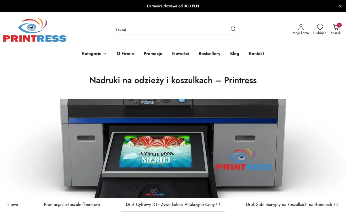 Le site de PRINTRESS - DRUK NA ODZIEŻY