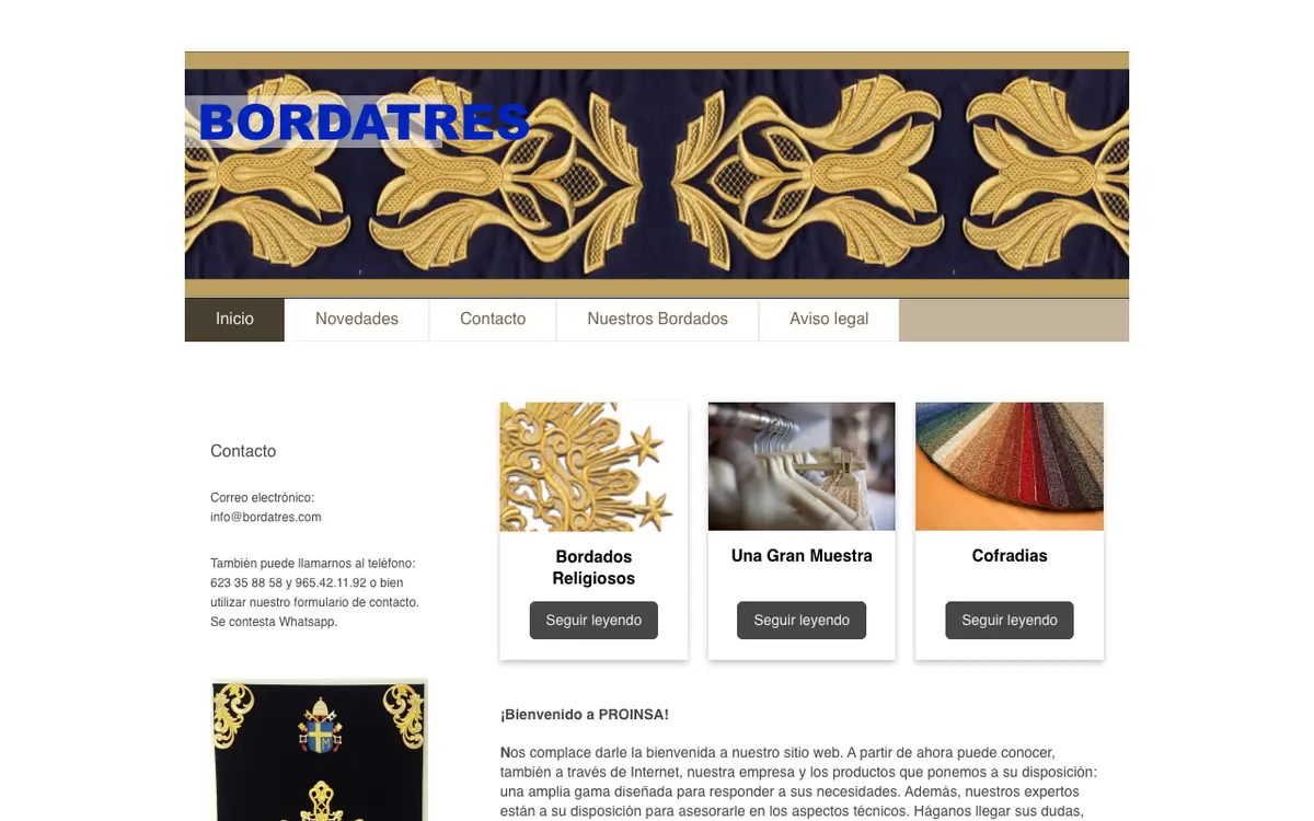 Le site de Proinsa Bordados S.L.