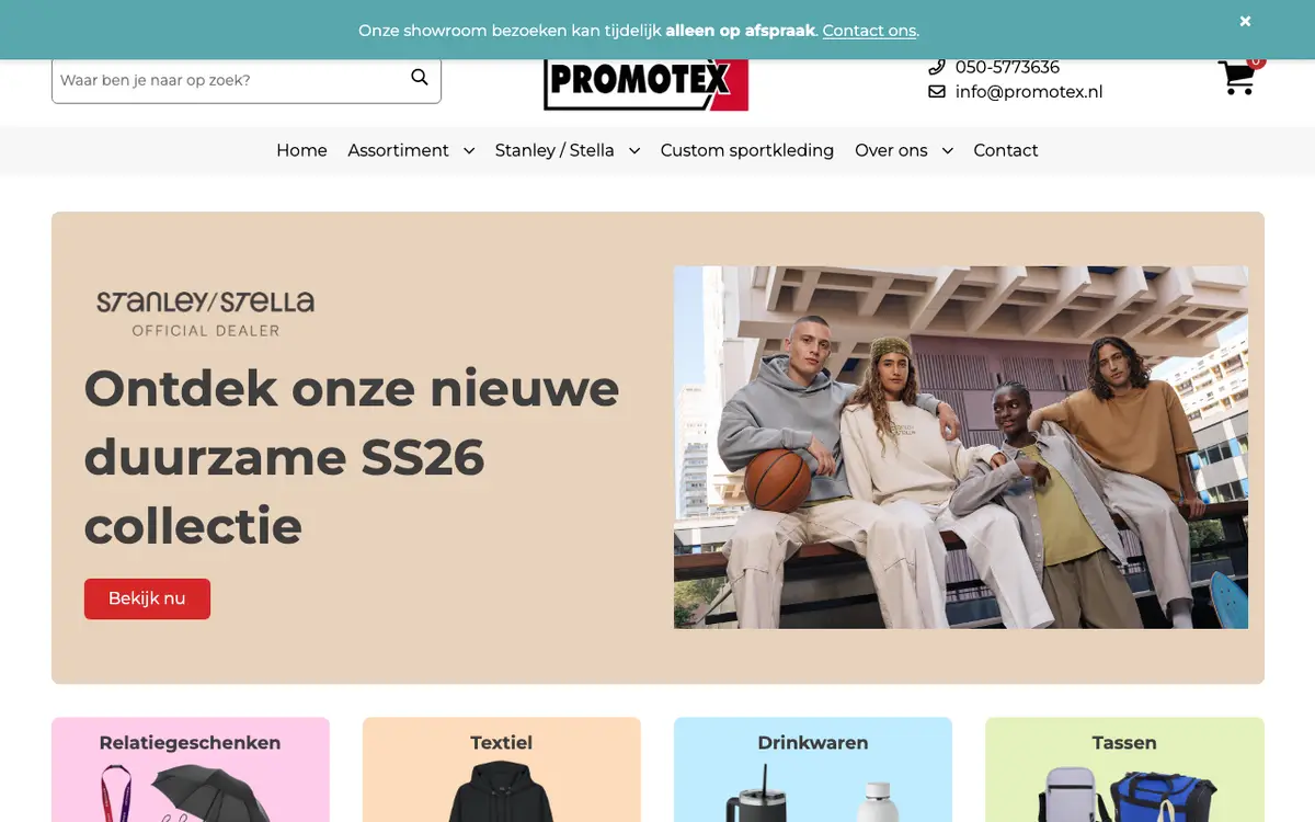 De website van PROMOTEX