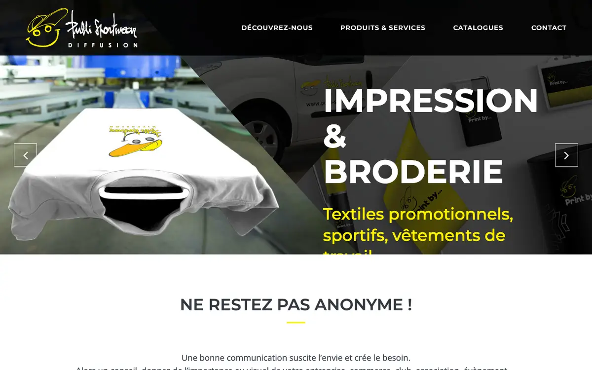 De website van Publi-Sportwear Diffusion SC