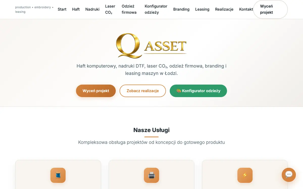 Le site de Q ASSET haft komputerowy