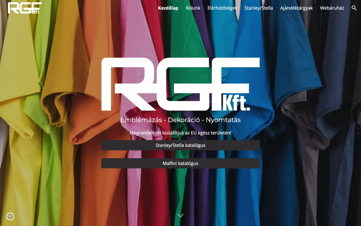 La web de RGF Kft. Reklámműhely