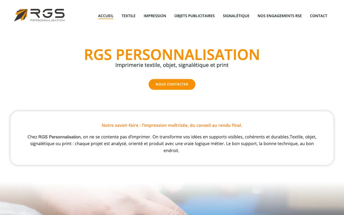 Le site de RGS Personnalisation