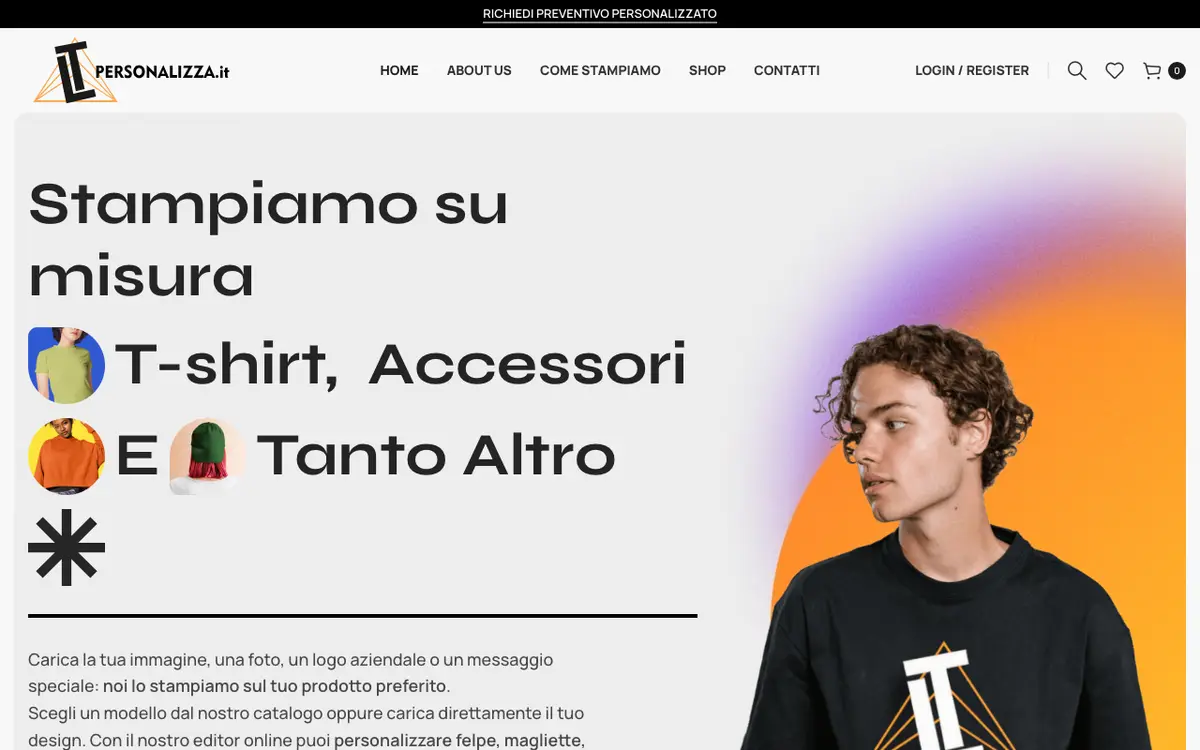 Hjemmesiden for RICAMIFICIO LT-PERSONALIZZA | SERIGRAFIA E STAMPA DIRETTA