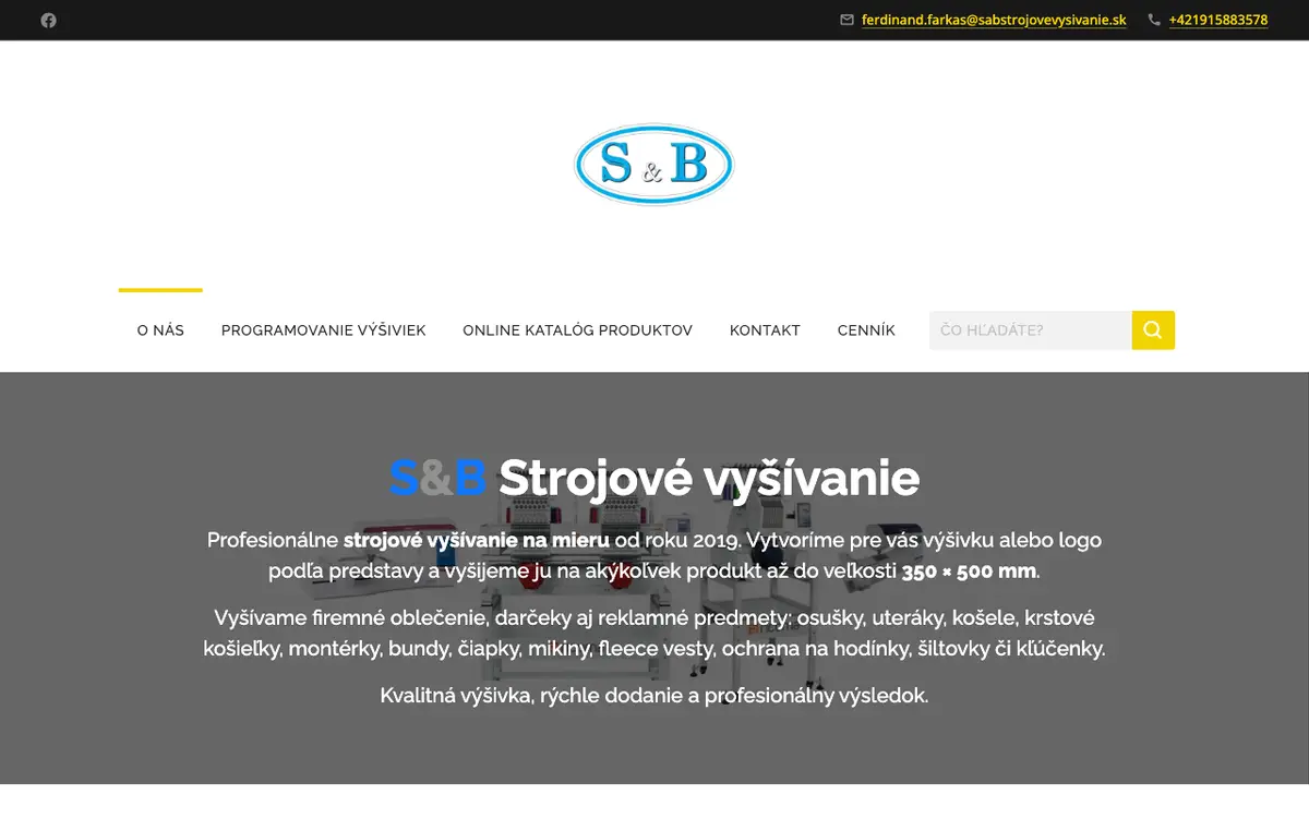 S&B Strojové Vyšívanie's website