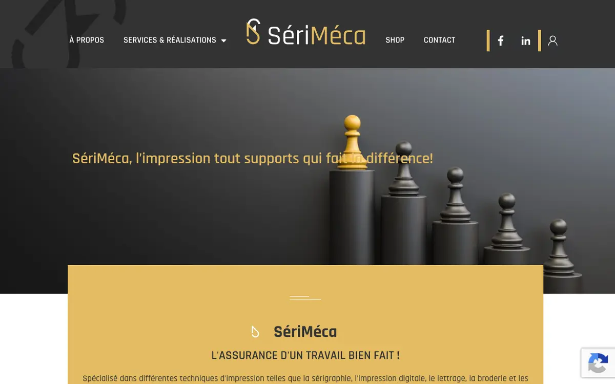 De website van Séri-Méca (impressions textiles)
