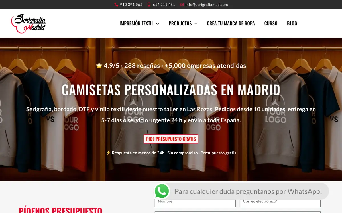 Le site de Serigrafía Madrid