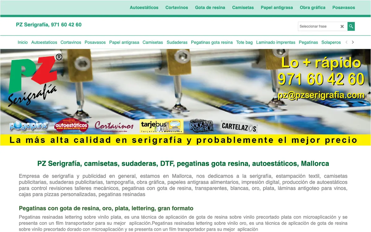 Le site de Serigrafía PZ s.l.