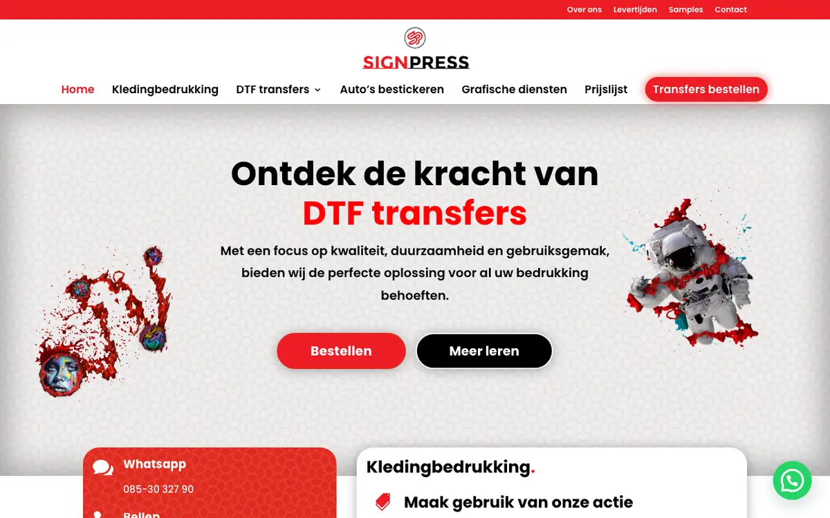 De website van Signpress | DTF Transfers