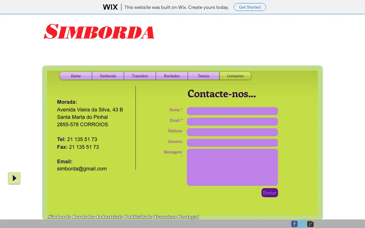 La web de Simborda - Bordados Industriais Lda