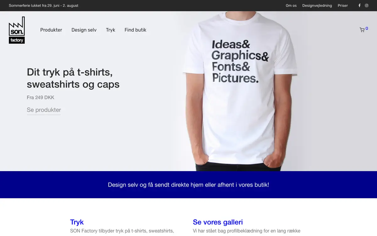 Hjemmesiden for SON Factory