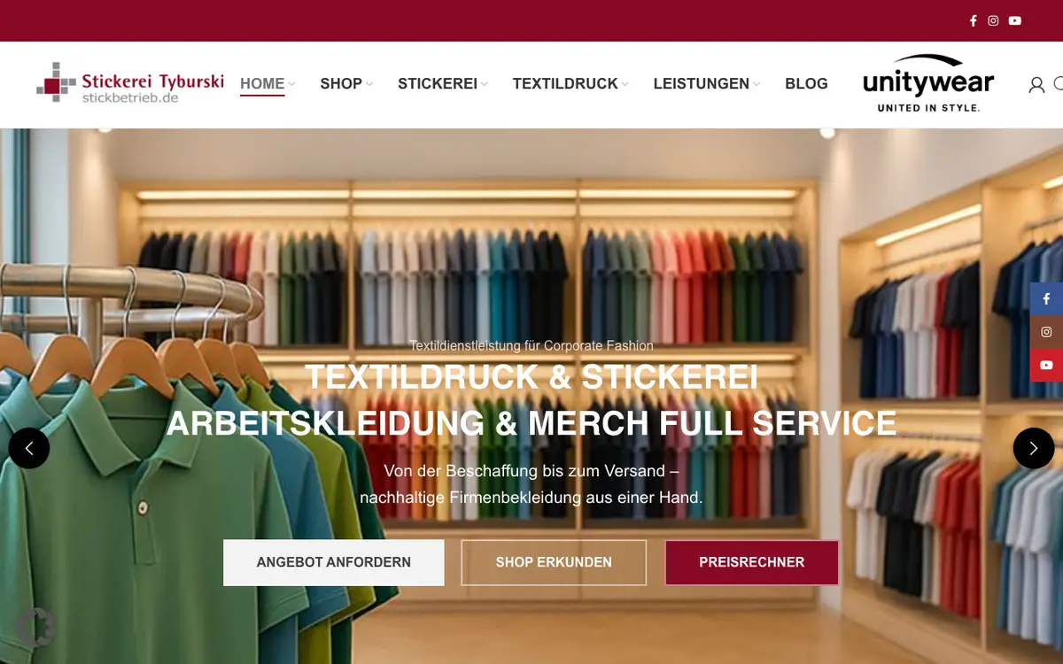 Die Website von Stickerei Tyburski GmbH&Co.KG