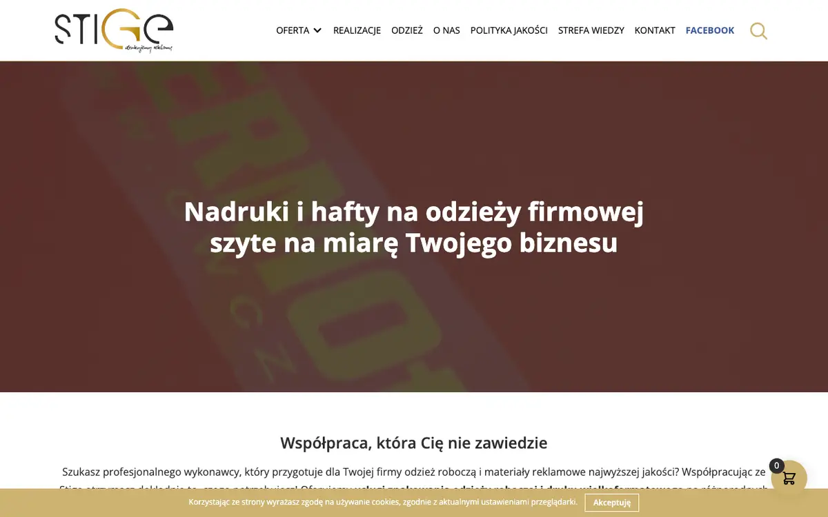 Le site de STIGE - drukarnia i hafciarnia odzieży