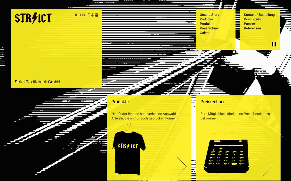 Strict Textildruck GmbH's website