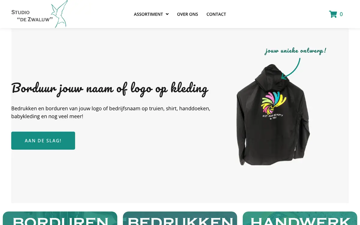 De website van Studio de Zwaluw