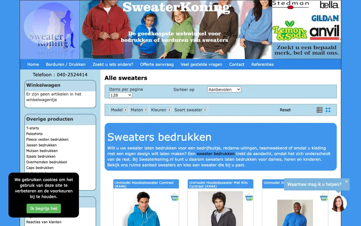 De website van Sweaterkoning