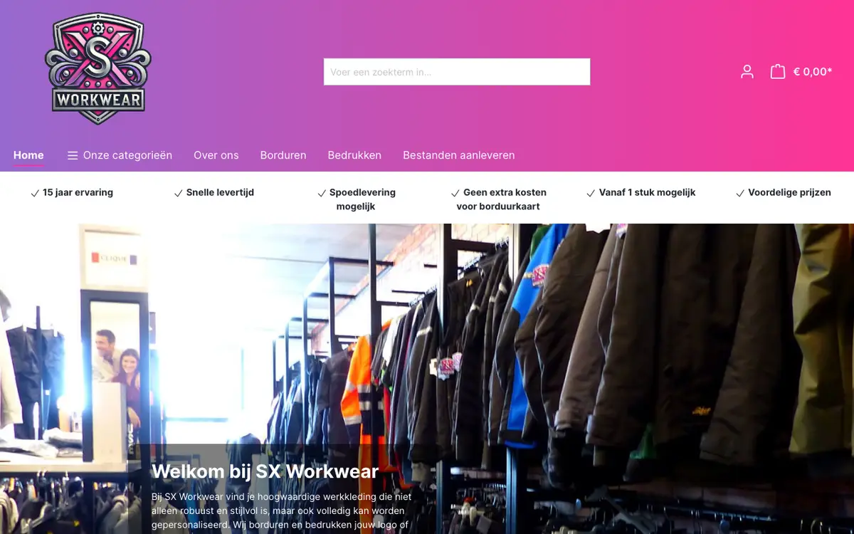 SX Workwear's website