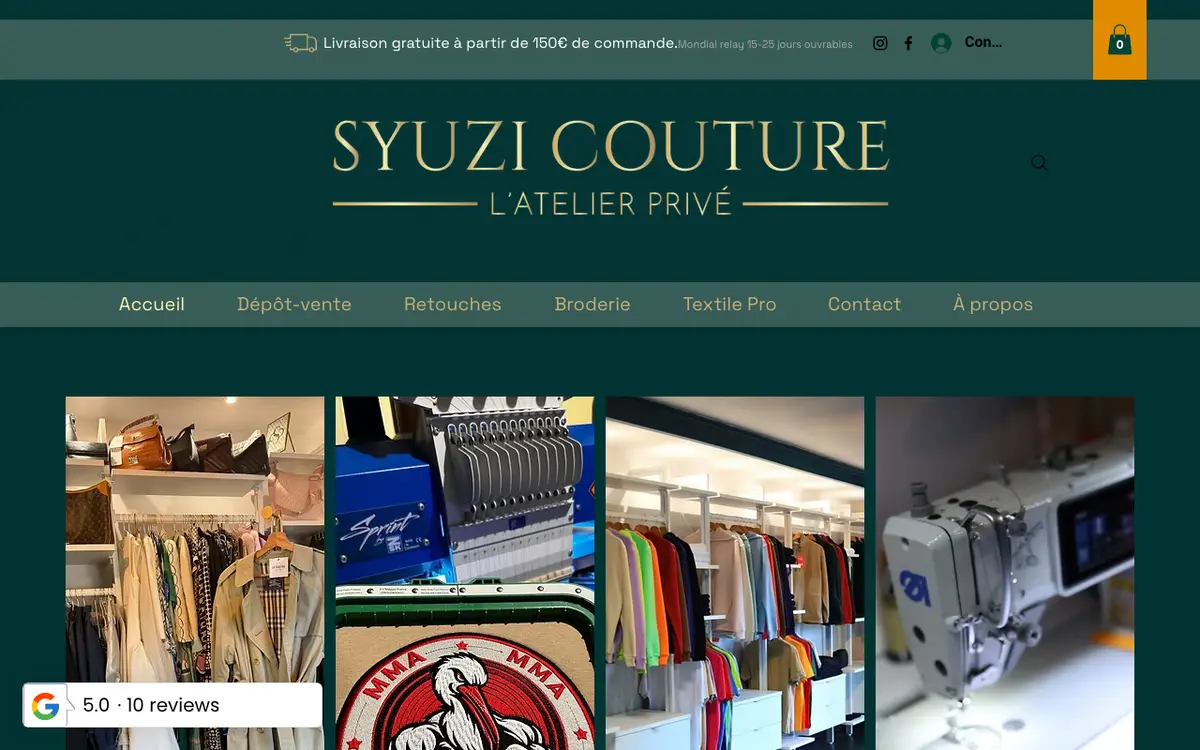 Hjemmesiden for Syuzi Couture Atelier De Retouche - Dépôt-Vente