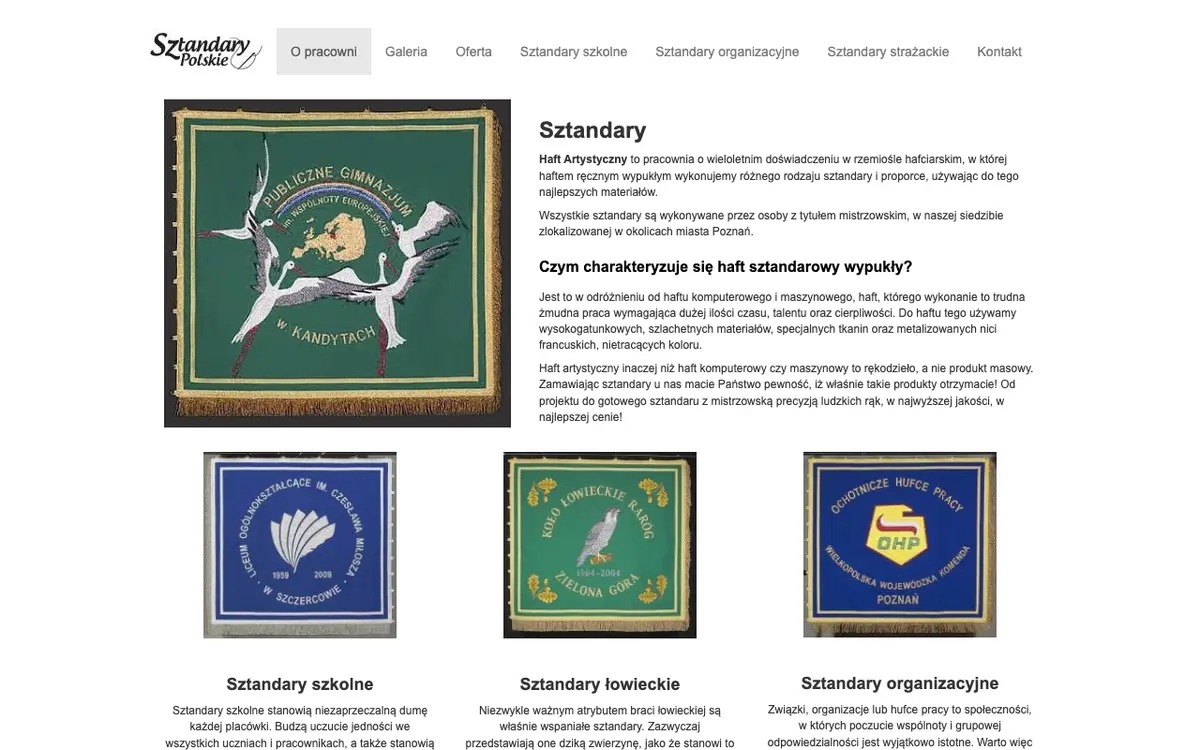 Le site de Sztandary Polskie - Haft artystyczny