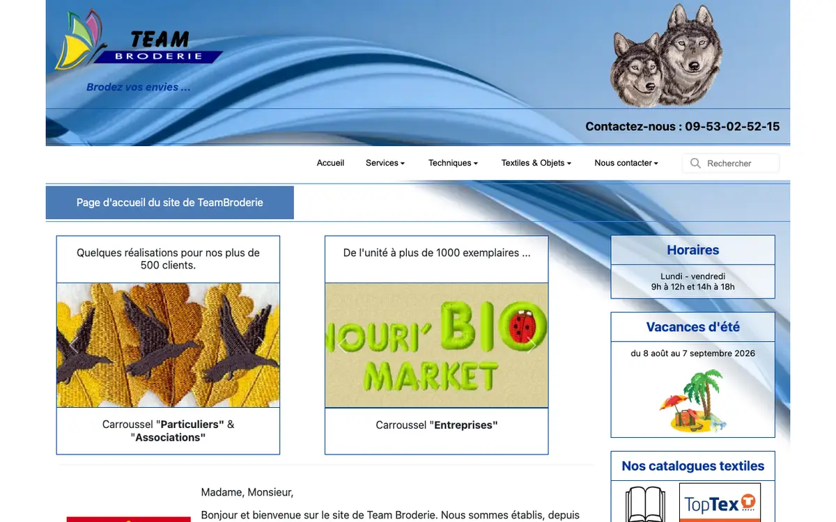 Team Broderie's website