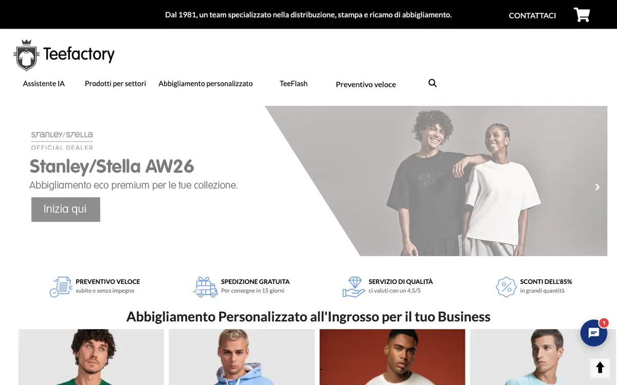 Le site de Teefactory Italia