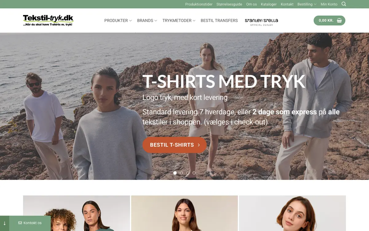 Le site de Tekstil-tryk.dk