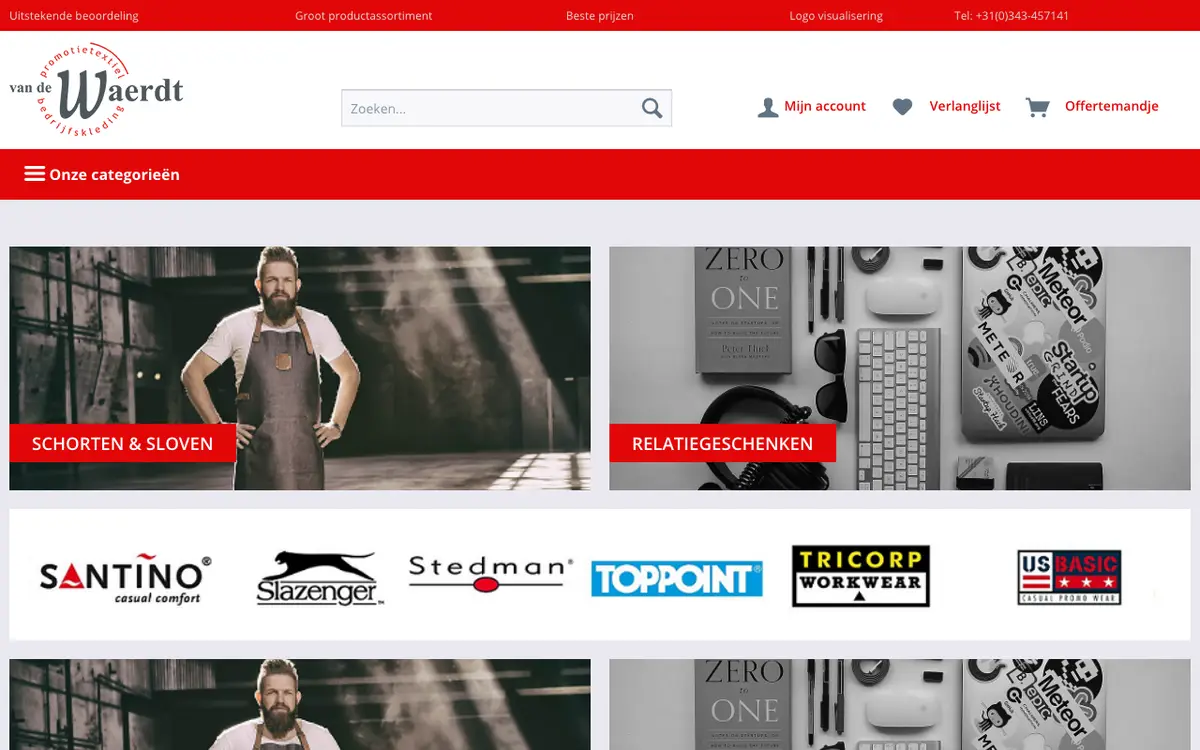 Le site de Textielgroothandel Van de Waerdt