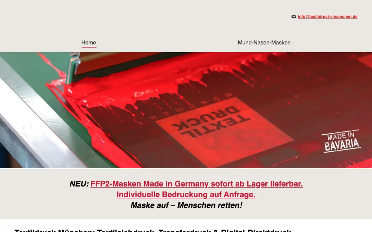 Die Website von Textildruck München