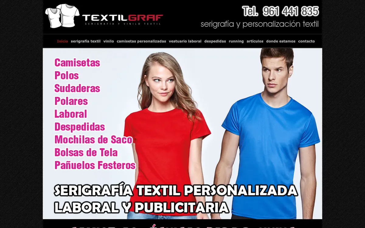 Le site de TEXTILGRAF Serigrafía
