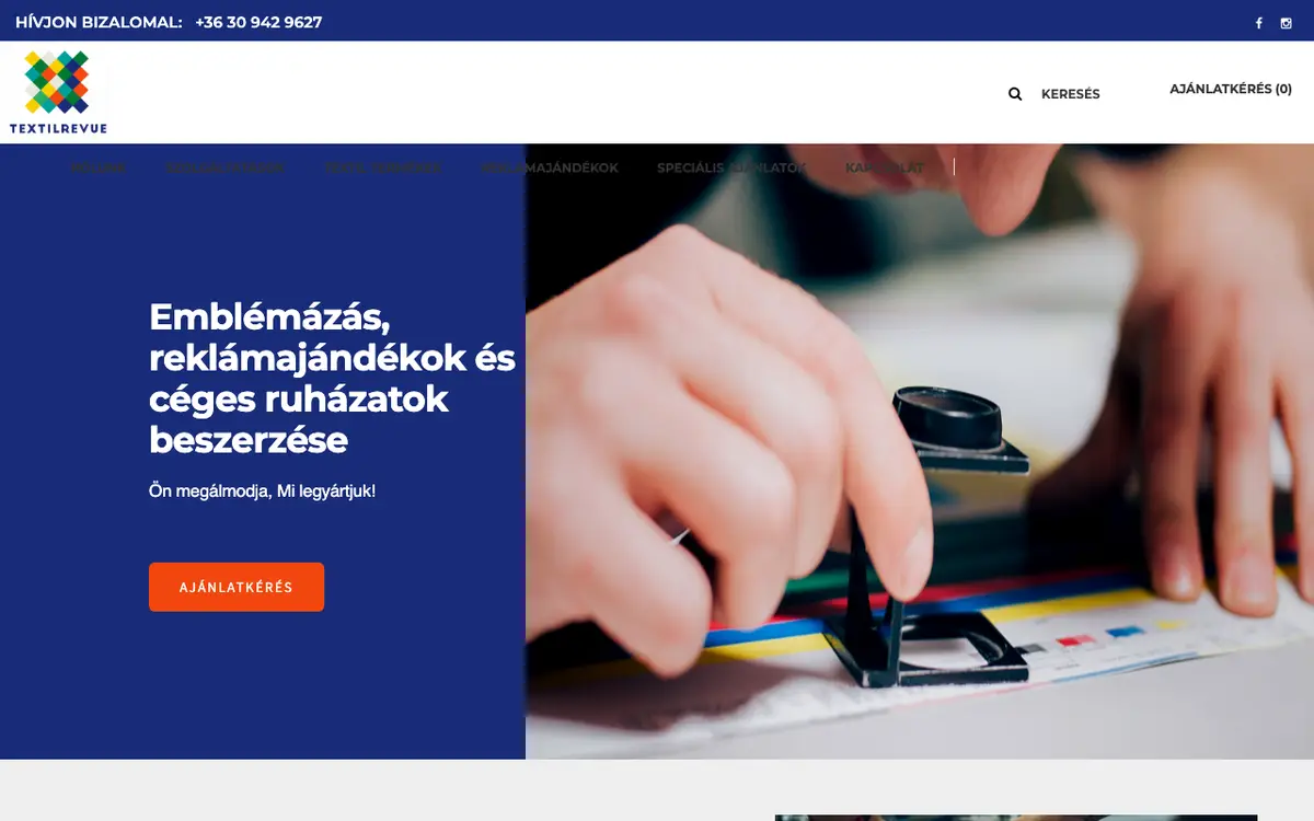 Textilrevue Kft.'s website