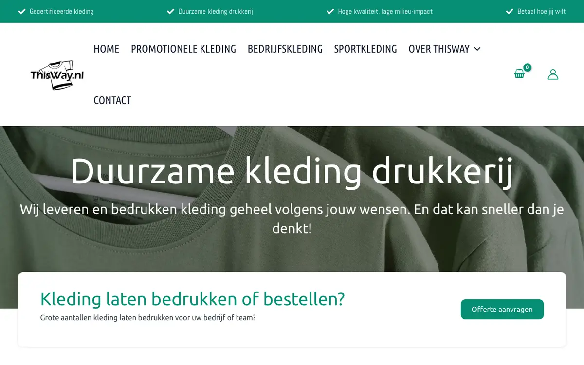 De website van ThisWay kledingbedrukking