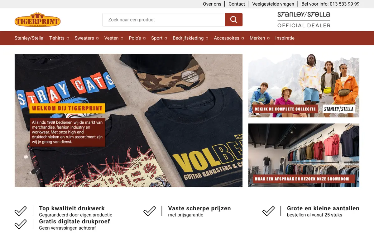 Webbplatsen för Tigerprint - Merchandise en textieldruk
