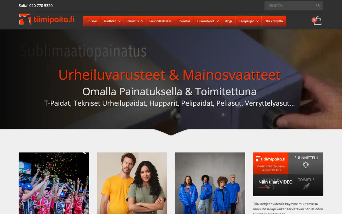 Tiimipaita.fi's website